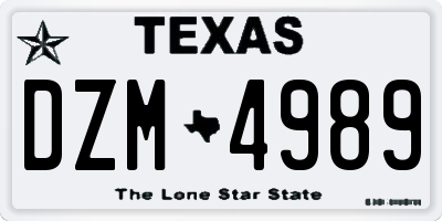 TX license plate DZM4989