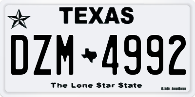 TX license plate DZM4992