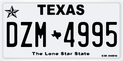 TX license plate DZM4995