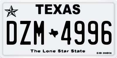TX license plate DZM4996