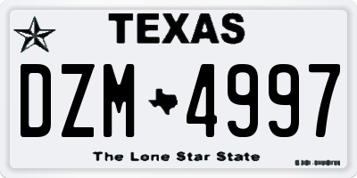 TX license plate DZM4997