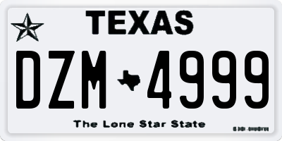 TX license plate DZM4999