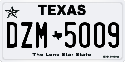 TX license plate DZM5009