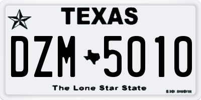 TX license plate DZM5010