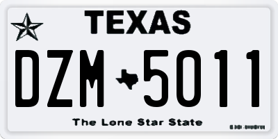 TX license plate DZM5011