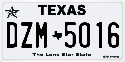 TX license plate DZM5016