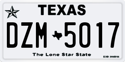 TX license plate DZM5017