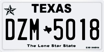 TX license plate DZM5018