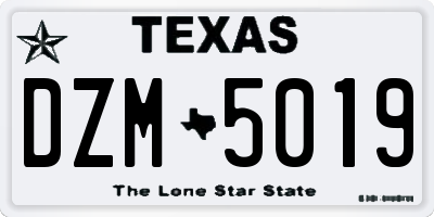 TX license plate DZM5019