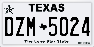 TX license plate DZM5024