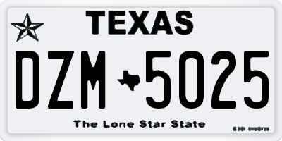 TX license plate DZM5025