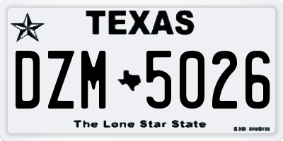 TX license plate DZM5026