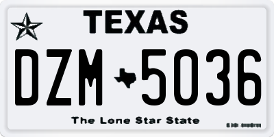 TX license plate DZM5036