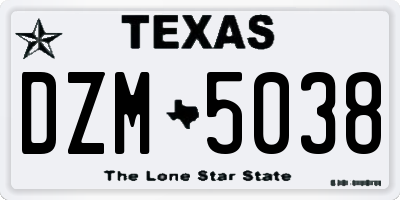 TX license plate DZM5038