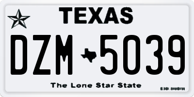 TX license plate DZM5039