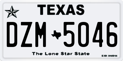 TX license plate DZM5046