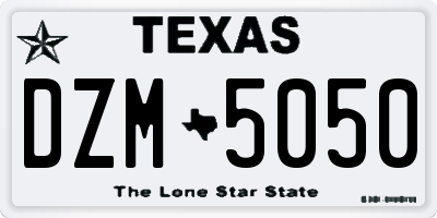 TX license plate DZM5050