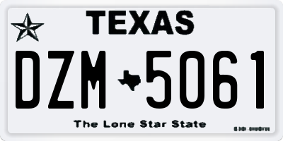 TX license plate DZM5061