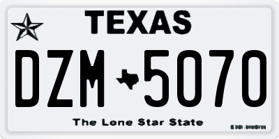 TX license plate DZM5070