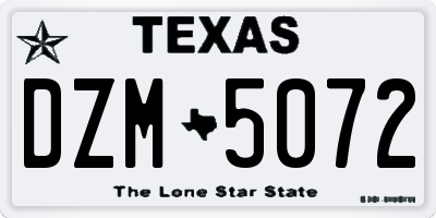 TX license plate DZM5072