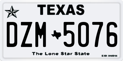 TX license plate DZM5076