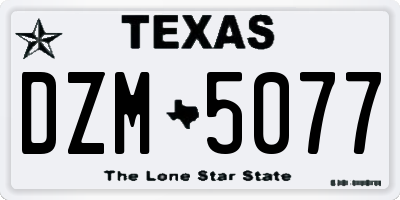 TX license plate DZM5077