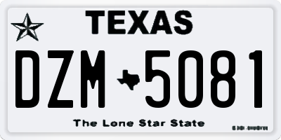 TX license plate DZM5081