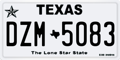 TX license plate DZM5083
