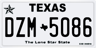 TX license plate DZM5086