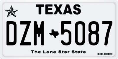 TX license plate DZM5087