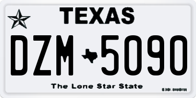TX license plate DZM5090