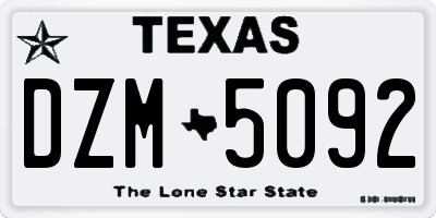 TX license plate DZM5092