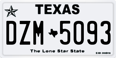 TX license plate DZM5093