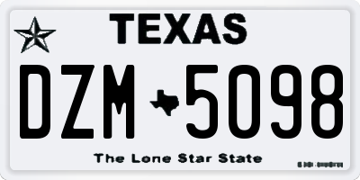 TX license plate DZM5098