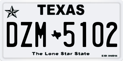 TX license plate DZM5102
