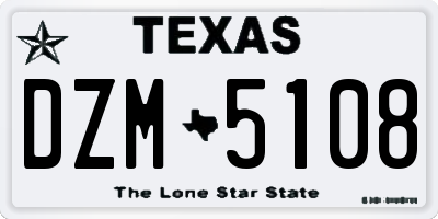 TX license plate DZM5108