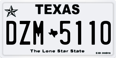 TX license plate DZM5110