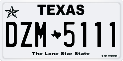 TX license plate DZM5111