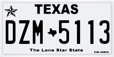 TX license plate DZM5113