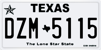 TX license plate DZM5115