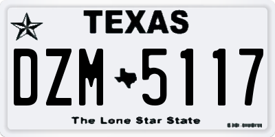 TX license plate DZM5117
