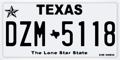 TX license plate DZM5118