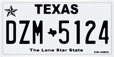 TX license plate DZM5124
