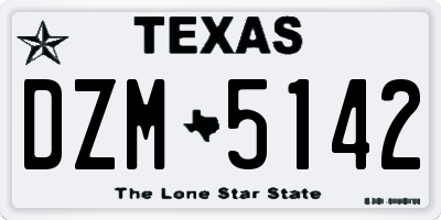 TX license plate DZM5142