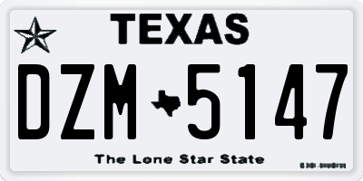 TX license plate DZM5147