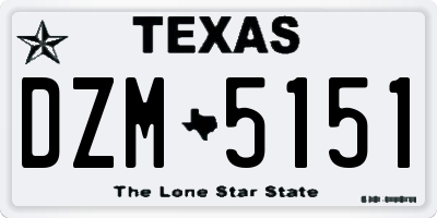 TX license plate DZM5151