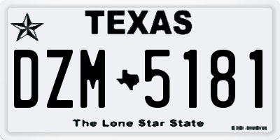 TX license plate DZM5181