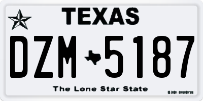 TX license plate DZM5187