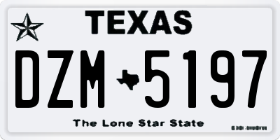 TX license plate DZM5197