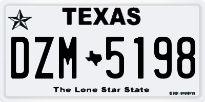 TX license plate DZM5198